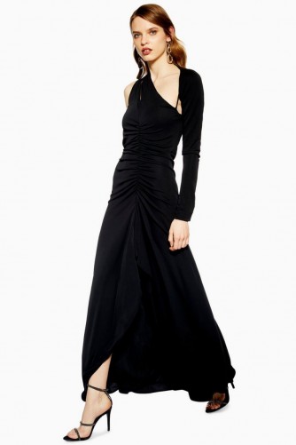 Topshop Slash Jersey Maxi Dress in black | evening glamour