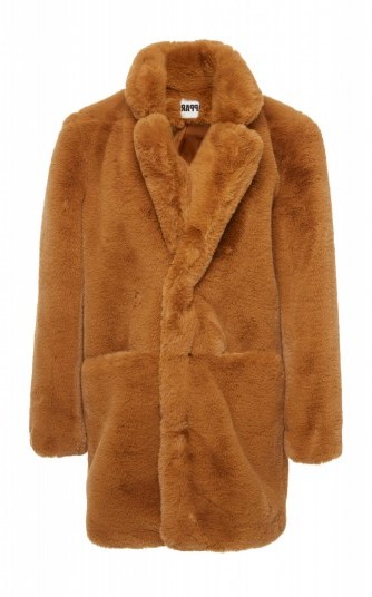 Apparis Sophie Faux Fur Coat in Brown | luxe style winter coats - flipped