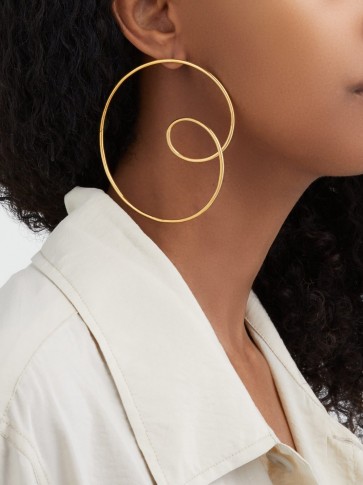 MISHO Spiral gold-plated hoop earrings ~ contemporary statement hoops