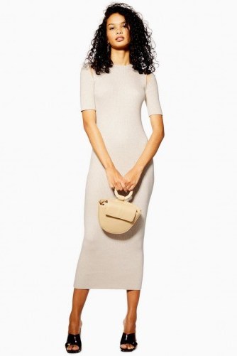 TOPSHOP Spliced Knitted Dress in Ivory | chic knitwear - flipped