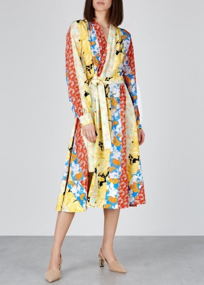 STINE GOYA Reflection floral-print silk dress. MULTI PRINTED STRIPES - flipped