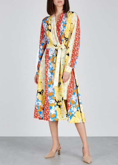 STINE GOYA Reflection floral-print silk dress. MULTI PRINTED STRIPES