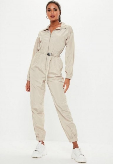 MISSGUIDED stone belted shell jumpsuit ~ utility style jumpsuits