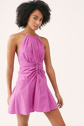 Endless Summer Struttin’ Mini Dress in Blooming Orchid – front gathered dresses - flipped
