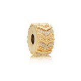 PANDORA STYLISH WISH CLIP 18ct Gold Plated, Cubic Zirconia | bracelet charms