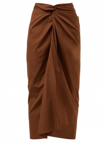MAX MARA Tacito skirt ~ brown front gathered skirts - flipped
