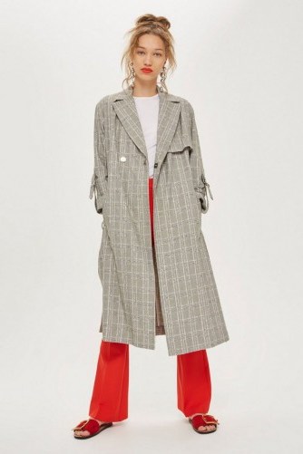 TOPSHOP Textured Check Trench Coat - flipped