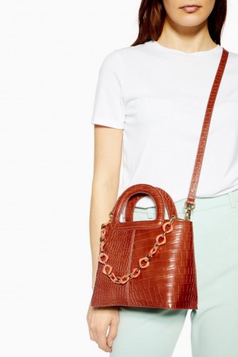 Topshop Tia Crocodile Grab Bag in Orange | croc embossed handbag | affordable & stylish bags