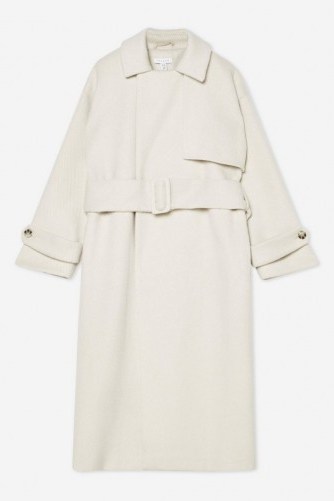 TOPSHOP Trench Coat in Ivory – belted coats - flipped