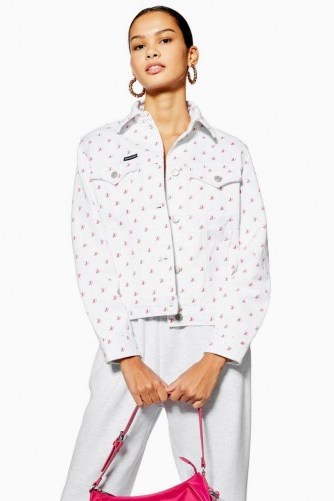 Calvin Klein White Logo Trucker Jacket | spring denim jackets - flipped