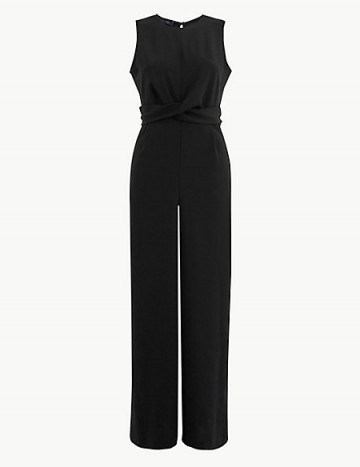 M&S COLLECTION Twisted Drape Jumpsuit in black / chic sleeveless jumpsuits - flipped
