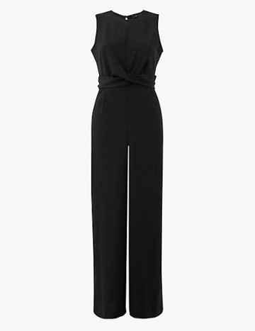 M&S COLLECTION Twisted Drape Jumpsuit in black / chic sleeveless jumpsuits