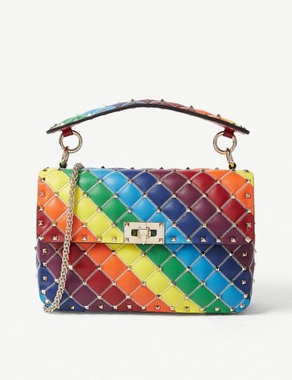 VALENTINO Rockstud Spike rainbow cross-body bag ~ multicoloured handbags - flipped