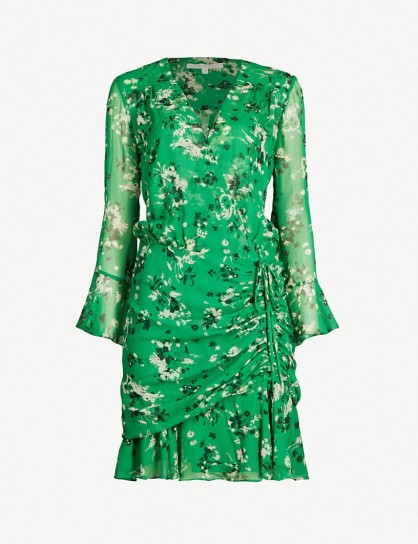 VERONICA BEARD Sean floral-print silk dress in green | summer event fashion
