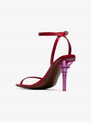 Vetements 100 Eiffel Tower Sandals in red leather | pink contrasting heels - flipped