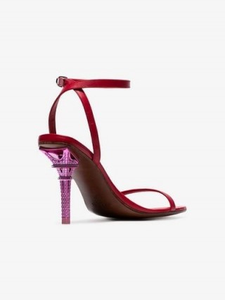 Vetements 100 Eiffel Tower Sandals in red leather | pink contrasting heels