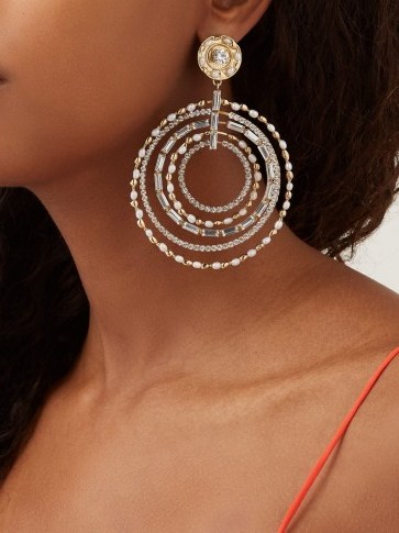 ROSANTICA BY MICHELA PANERO Vinile crystal-embellished clip-on hoop earrings ~ glamorous hoops - flipped