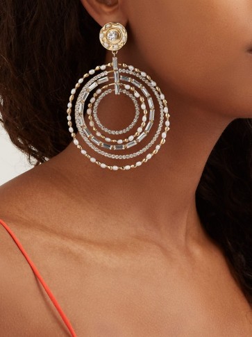 ROSANTICA BY MICHELA PANERO Vinile crystal-embellished clip-on hoop earrings ~ glamorous hoops