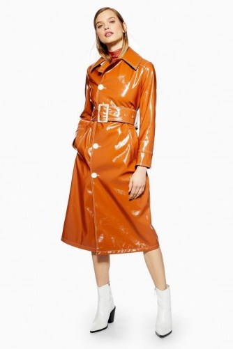 TOPSHOP Vinyl Trench Coat in Toffee / high shine coats - flipped