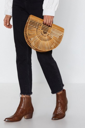 NASTY GAL Just Hold On Wooden Clutch Bag in Natural