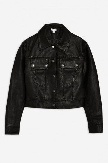 TOPSHOP Western PU Jacket in Black – casual cropped jackets