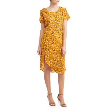 Walmart LOVE SADIE Women’s Midi Dress | mustard ditsy | Lovely summer look