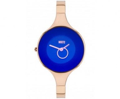 Storm OLA RG-BLUE – quartz movement – ring second hand – stainless steel – slim watch – water resistant – 21 Karat rose gold plating - flipped