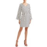 Walmart LOVE SADIE Women’s V-Neck Dress | white/black dots | good design