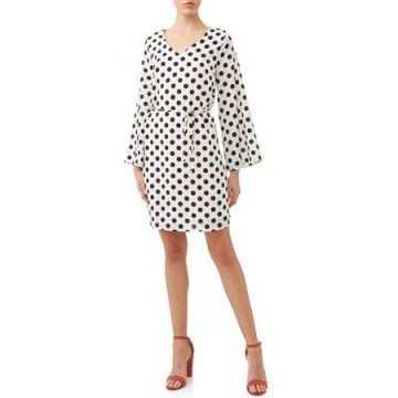 Walmart LOVE SADIE Women’s V-Neck Dress | white/black dots | good design - flipped