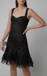 Jonathan Simkhai Wool-Blend Macrame Mini Dress Black ~ fringed lbd