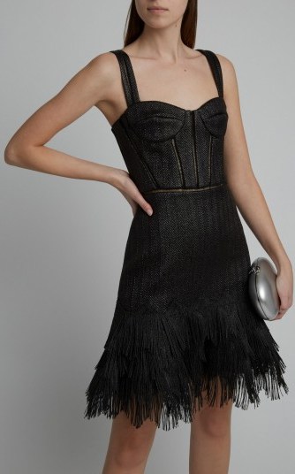 Jonathan Simkhai Wool-Blend Macrame Mini Dress Black ~ fringed lbd - flipped