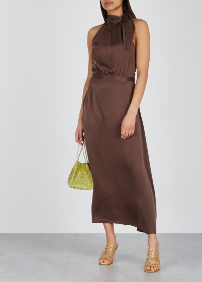ZIMMERMANN Chocolate halterneck silk dress ~ luxe brown halter dresses