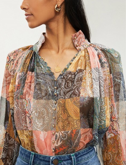 ZIMMERMANN Floral-print silk-chiffon shirt in patchwork paisley