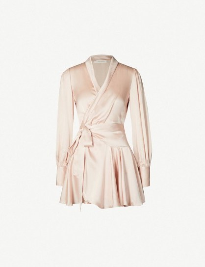 ZIMMERMANN Wrap-front silk-satin dress in petal ~ luxe boho fashion - flipped