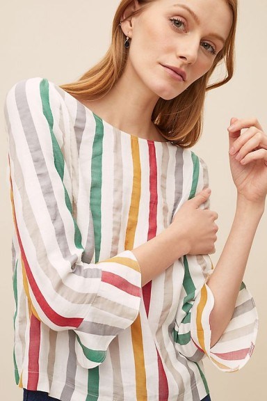 Seen Worn Kept Summer Striped Top / multi-coloured stripes / flared cuffs - flipped