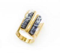 Contemporary style dendritic agate stone ring from stanmorenyc.com. Fashion jewellery | gemstone jewelry | stone of plenty