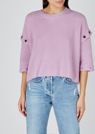 A.L.C. Adams lilac cotton-cashmere blend sweater | drop sleeve jumper - flipped