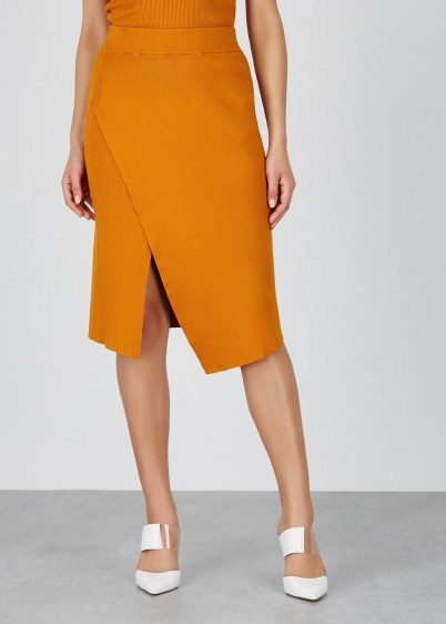 A.L.C. Flannery orange stretch-knit skirt | asymmetric wrap skirts - flipped
