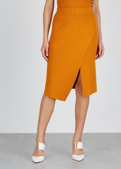 A.L.C. Flannery orange stretch-knit skirt | asymmetric wrap skirts