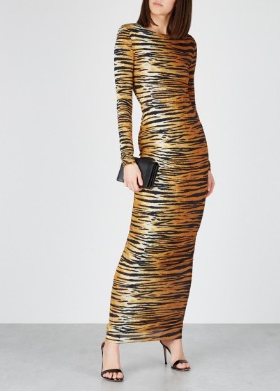 ALEXANDRE VAUTHIER Tiger-print stretch-jersey maxi dress / glamorous event wear - flipped