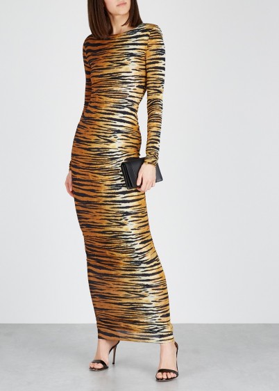ALEXANDRE VAUTHIER Tiger-print stretch-jersey maxi dress / glamorous event wear