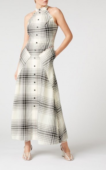 ROLAND MOURET AMADOR DRESS in MONOCHROME – chic black and white check prints - flipped