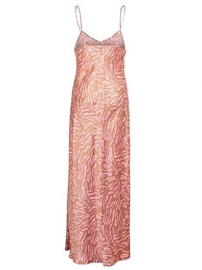 Oliver Bonas Animal Print Orange Satin Slip Dress / maxi cami dresses - flipped