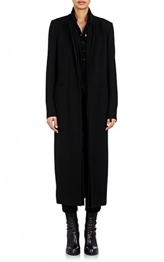 ANN DEMEULEMEESTER Mixed-Fabric Belted Coat – as worn by Kendall Jenner in Paris, 29 September 2015. Celebrity fashion | designer coats | what celebrities wear | star style