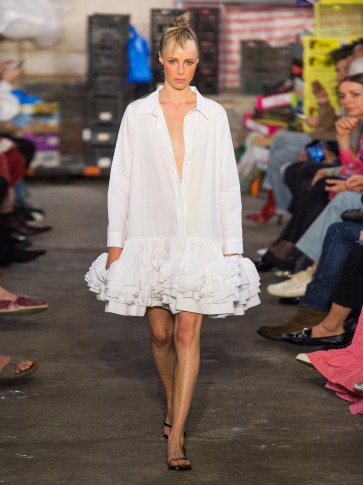 MOLLY GODDARD Annie ruffled-hem cotton dress in white ~ contemporary feminine charm ~ modern shirt dresses