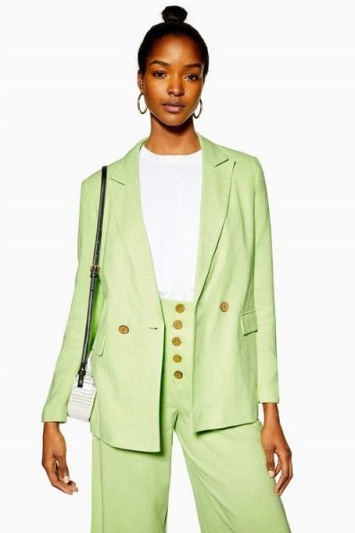 Topshop Apple Green Blazer with Linen | spring jackets - flipped