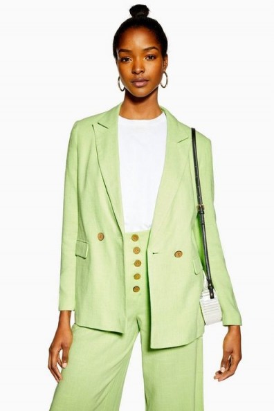 Topshop Apple Green Blazer with Linen | spring jackets