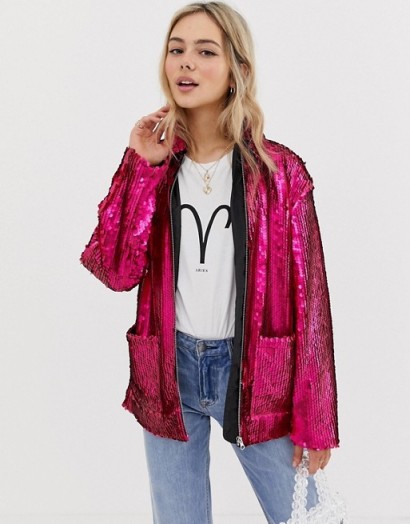 ASOS DESIGN Sequin Jacket in pink