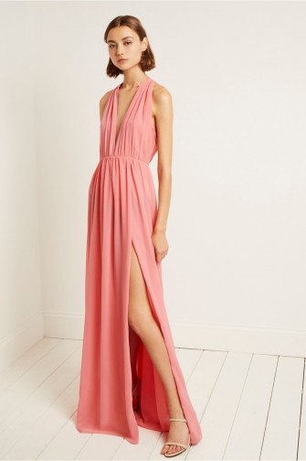 FRENCH CONNECTION ASTER DRAPE HALTER NECK DRESS in PINK WHIP