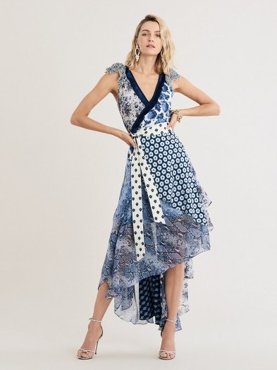 Diane von Furstenberg Ava Silk High-Low Wrap Dress Berries Ivory Multi ~ feminine asymmetric wrap dresses - flipped